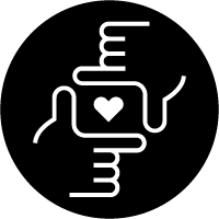 An icon of two hands framing a heart shape.